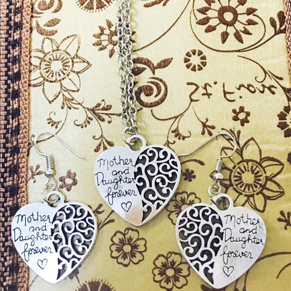 Mother and Daughter Forever Necklace And Earrings